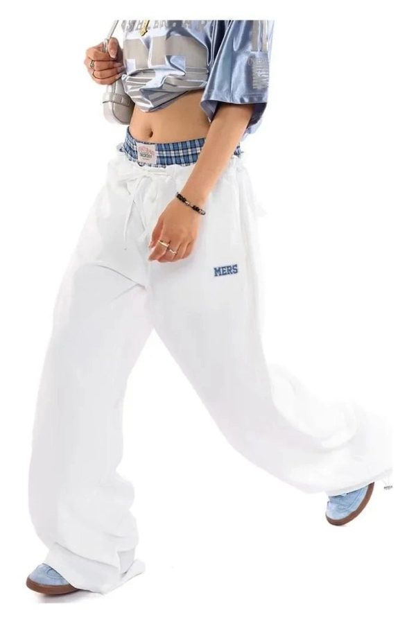 Navy Baggy Streetwear Pants for Y2K Aesthetic and Grunge Style Outfits