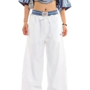 Navy Baggy Streetwear Pants for Y2K Aesthetic and Grunge Style Outfits