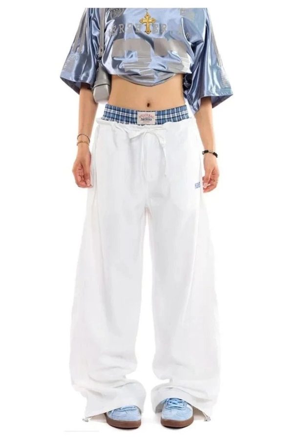 Navy Baggy Streetwear Pants for Y2K Aesthetic and Grunge Style Outfits