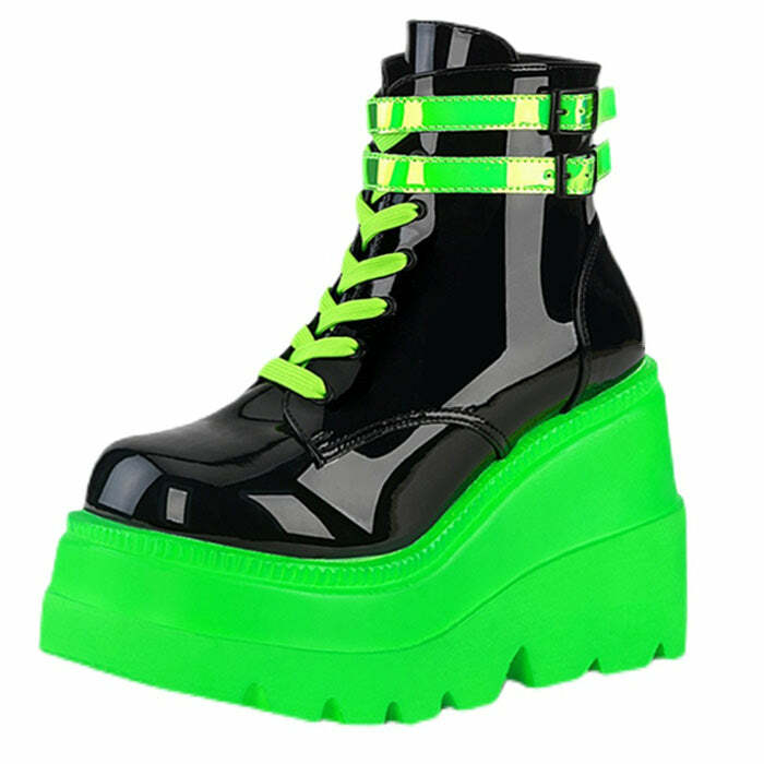 Neon Tornado Platform Boots for Y2K Aesthetic and Grunge Style Lovers