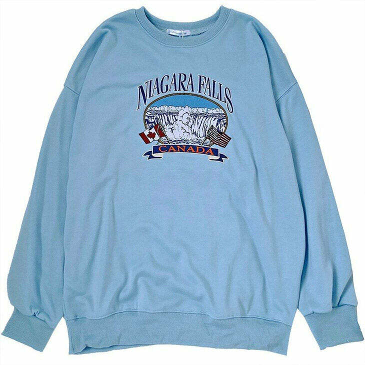 Niagara Falls Embroidery Y2K Hoodie for Cozy Aesthetic Vibes