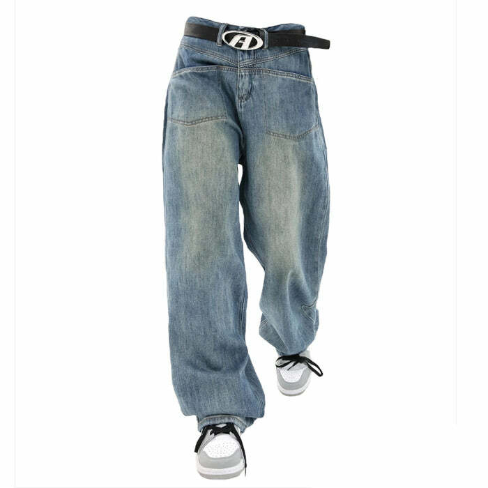 Nonconformist Wide Jeans: Y2K Aesthetic Grunge Style for Trendsetters