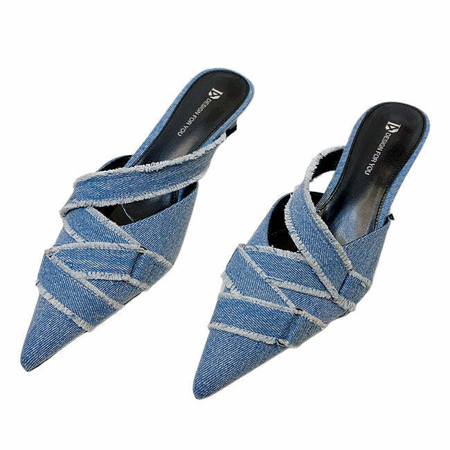 Nostalgic Y2K Denim Mules for Coquette and Grunge Aesthetic Outfits