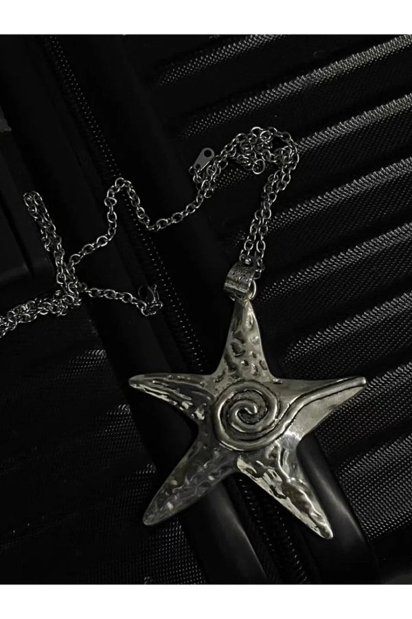 Ocean Spiral Star Pendant Necklace - Y2K Aesthetic Jewelry for Trendy Looks