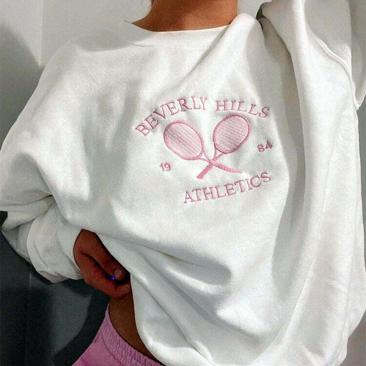 Old Money Aesthetic Tennis Sweatshirt - Y2K Style for Chic Outfits