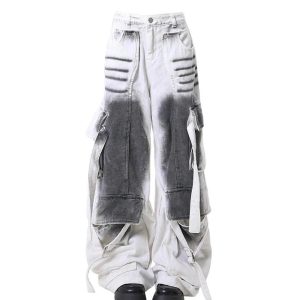 Ombre Utility Cargo Pants for Y2K Aesthetic and Grunge Style Lovers