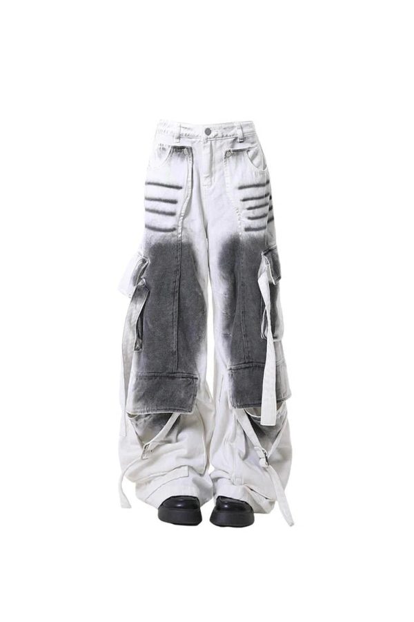 Ombre Utility Cargo Pants for Y2K Aesthetic and Grunge Style Lovers