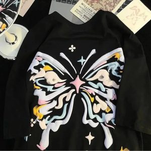 Pastel Butterfly Dream Tee - Y2K Aesthetic Cute Top for Trendy Looks