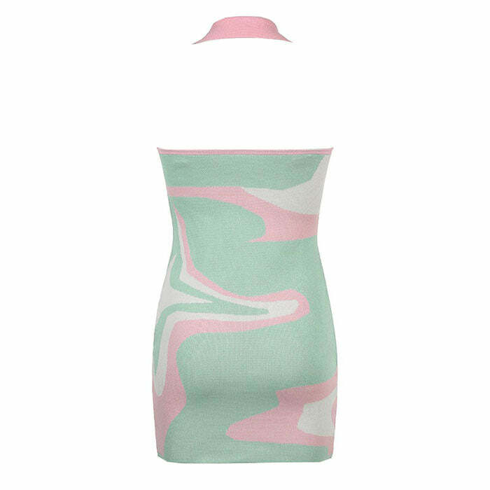 Pastel Candy Halter Dress - Y2K Aesthetic Cute Dress for Trendy Outfits