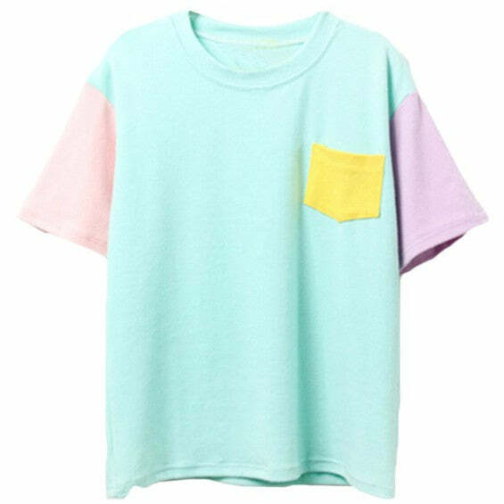 Pastel Combo T-Shirt - Y2K Aesthetic Cute Top for Trendy Outfits