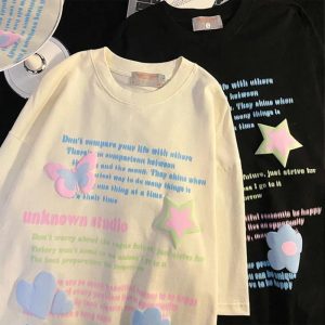 Pastel Dreams Y2K Oversized T-Shirt for Coquette and Grunge Aesthetics