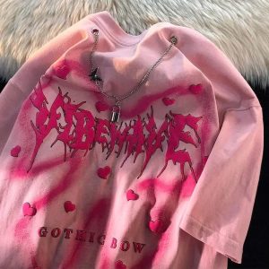 Pastel Goth Heartbreaker Tee - Y2K Aesthetic Cute Top for Unique Style