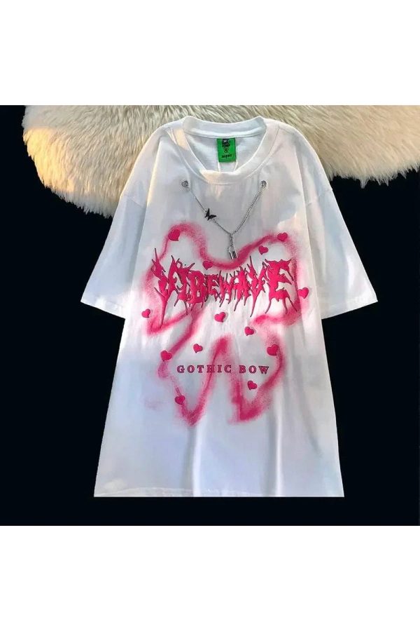 Pastel Goth Heartbreaker Tee - Y2K Aesthetic Cute Top for Unique Style