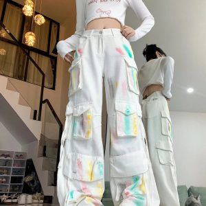 Pastel Graffiti Cargo Pants for Y2K Aesthetic and Grunge Style Lovers