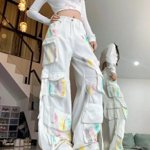 Pastel Graffiti Cargo Pants for Y2K Aesthetic and Grunge Style Lovers