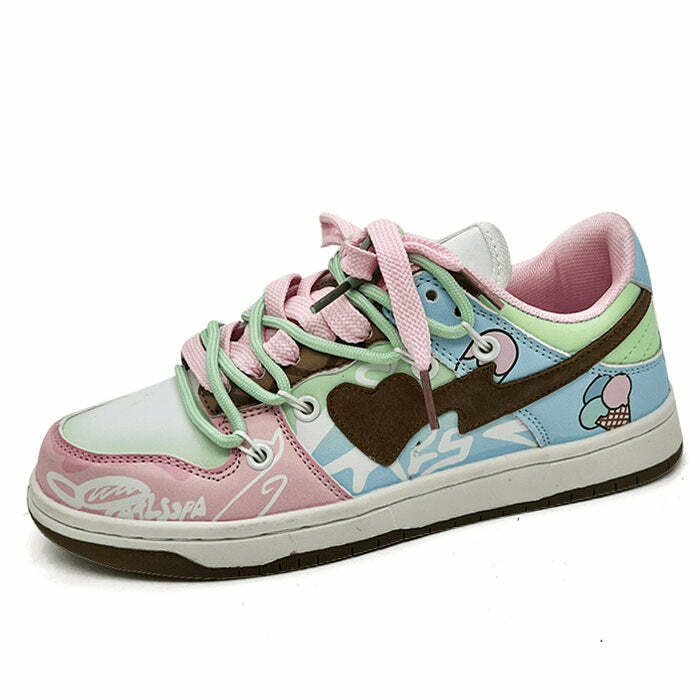 Pastel Heart Aesthetic Sneakers for Y2K Fashion Lovers and Cute Outfits