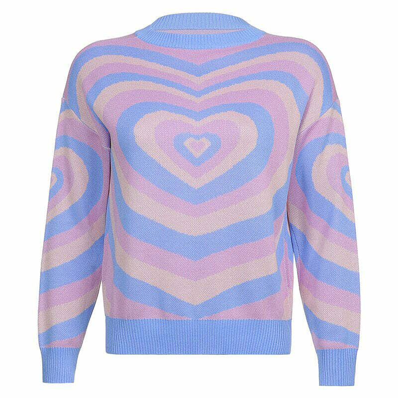 Pastel Heart Sweater - Y2K Aesthetic Cute Top for Cozy Fall Vibes