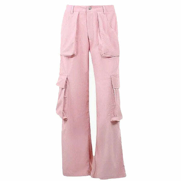 Pastel Pink Cargo Pants for Y2K Aesthetic and Coquette Style Outfits