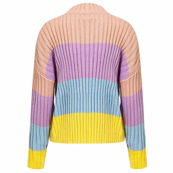 Pastel Rainbow Jumper - Y2K Aesthetic Cozy Knit for Cute Outfits