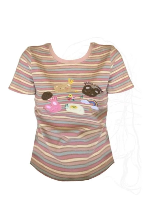 Pastel Striped Top - Y2K Fashion Essential for Cute Aesthetic Outfits