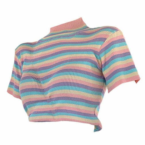 Pastel Sweetz Ribbed Top - Y2K Aesthetic Cute Top for Cozy Outfits