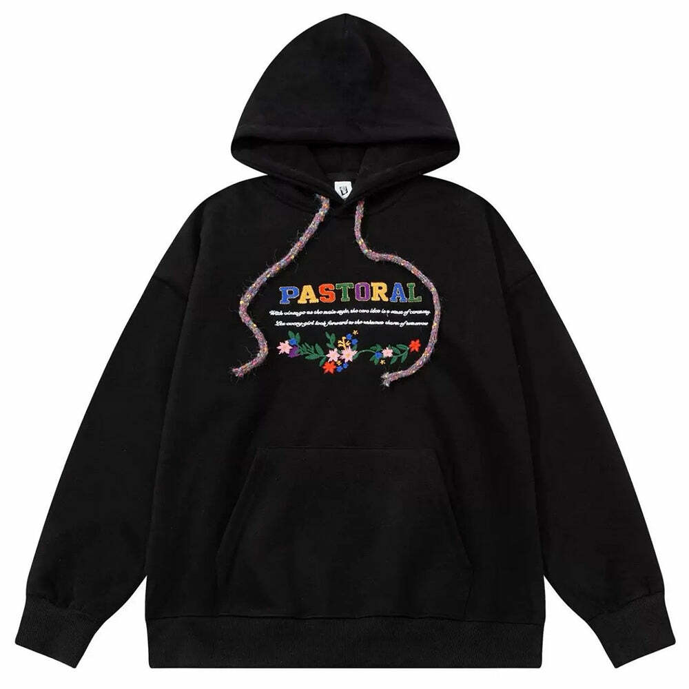 Pastoral Print Y2K Aesthetic Hoodie for Cozy, Cute Outfits