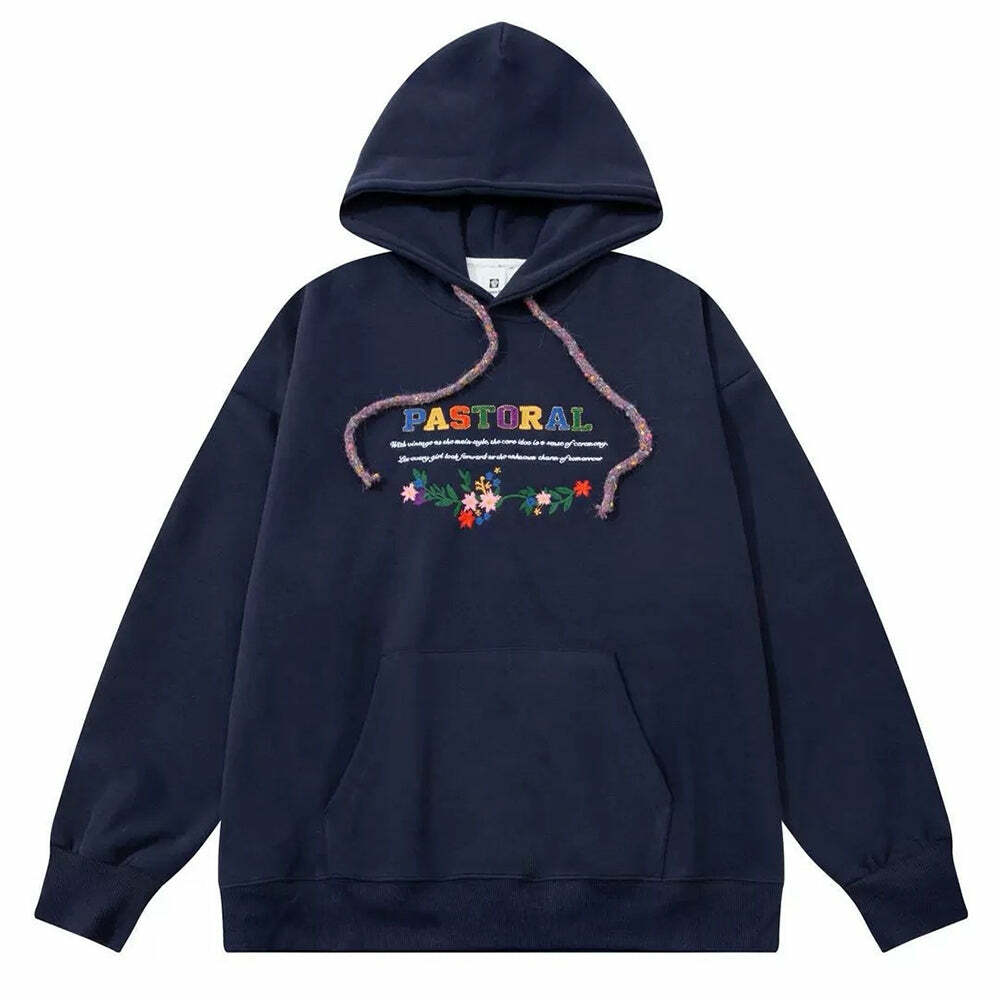 Pastoral Print Y2K Aesthetic Hoodie for Cozy, Cute Outfits