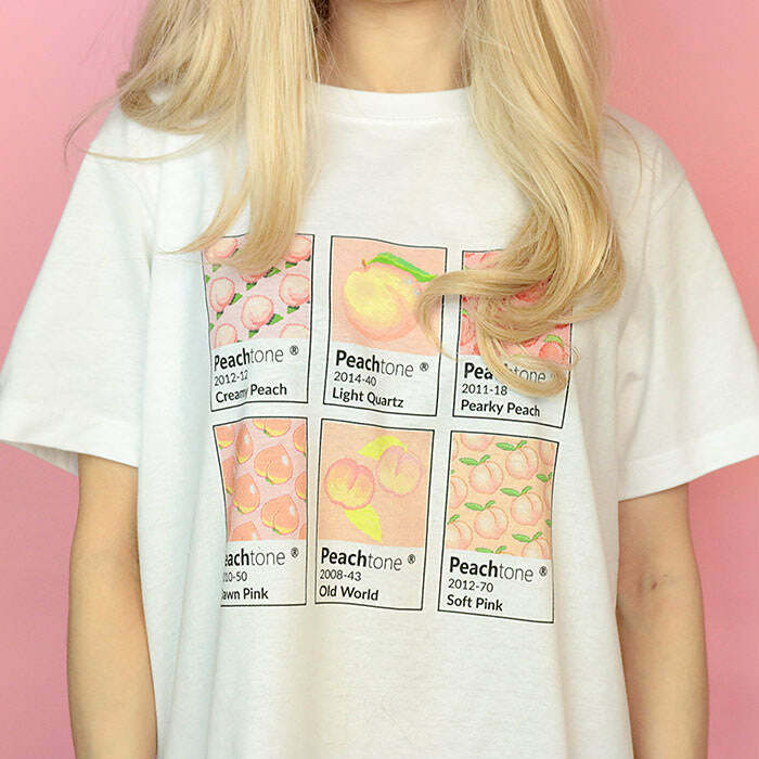 PeachTone Y2K Aesthetic T-Shirt - Cute Top for Coquette & Grunge Styles