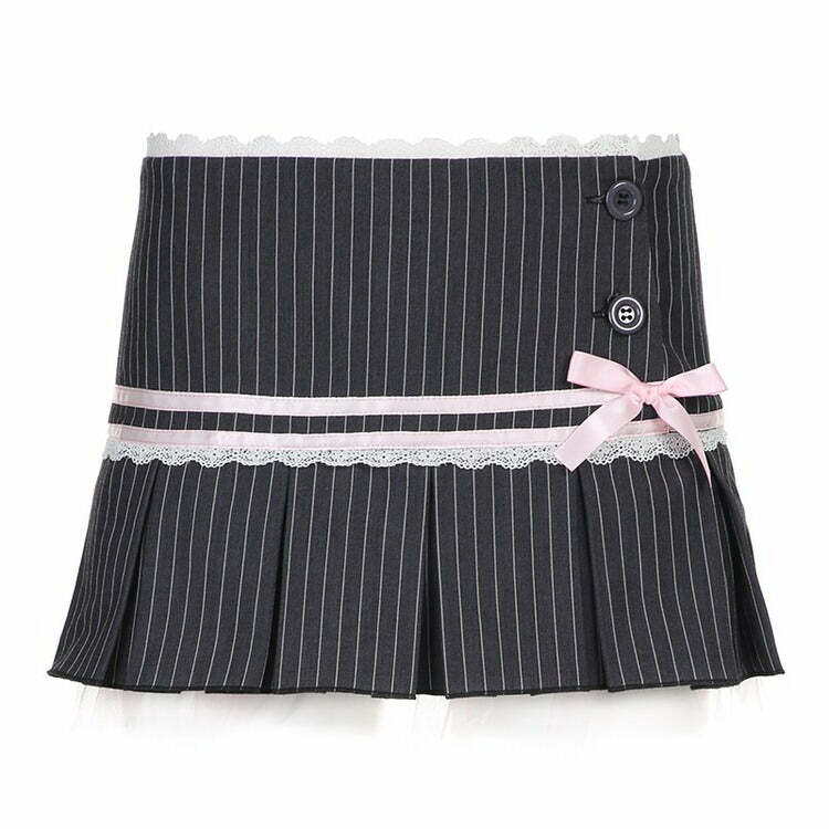 Pinstripe Coquette Aesthetic Micro-Mini Skirt for Y2K Fashion Lovers