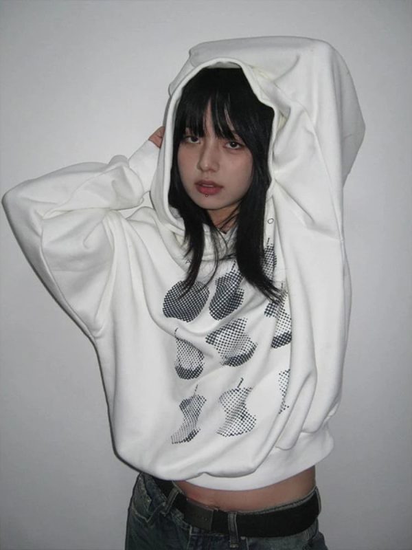 Pixel Core Y2K Hoodie: Comfy Aesthetic Top for Grunge & Coquette Styles