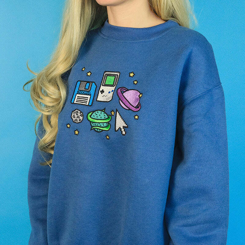 Pixel Universe Y2K Hoodie - Comfy Aesthetic Sweatshirt for Trendy Looks