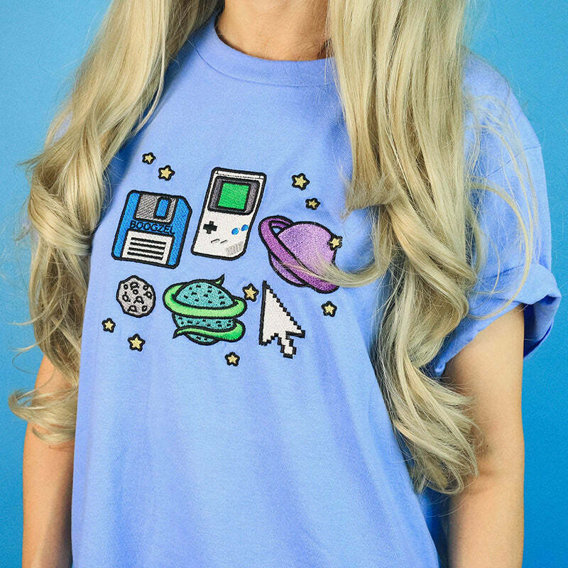 Pixel Universe Y2K T-Shirt: Cute Graphic Tee for Aesthetic Outfits