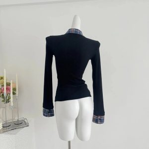 Plaid Collar Preppy Sweater - Y2K Aesthetic Cute Top for Stylish Outfits