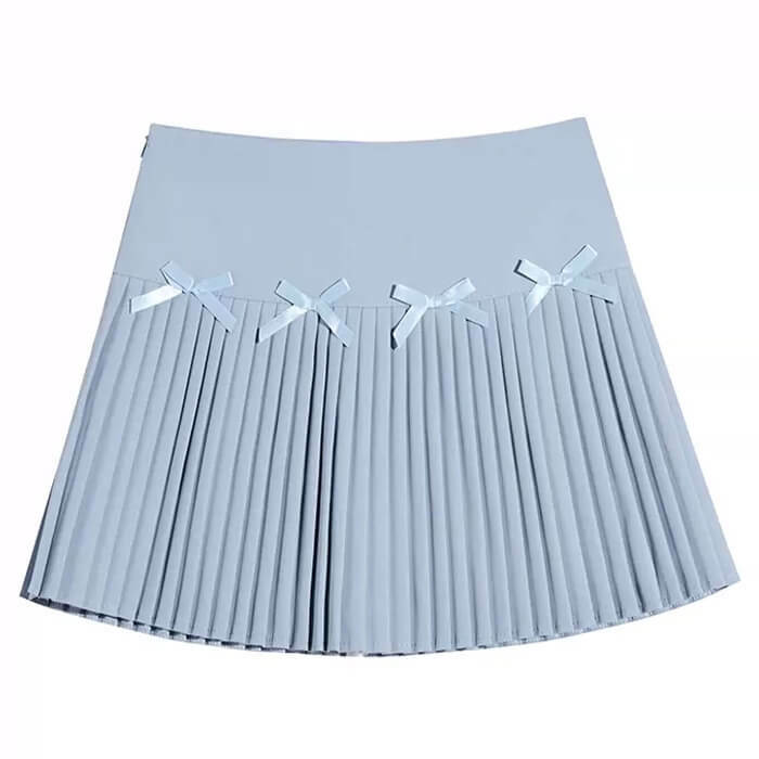 Playful Bows Pleated Mini Skirt - Y2K Aesthetic Cute Topper