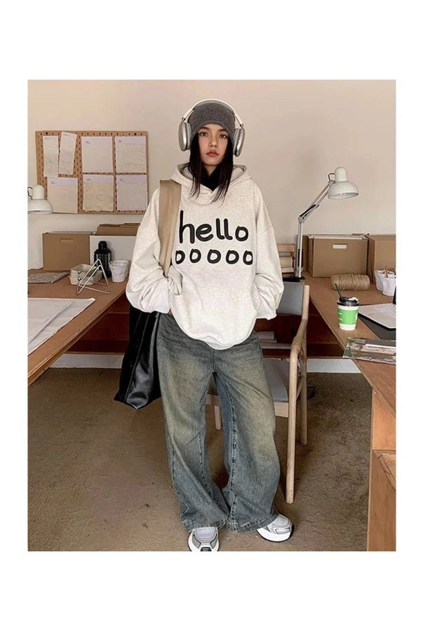 Playful Fall Oversized Hoodie in Y2K Style for Cozy Aesthetic Vibes