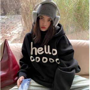 Playful Fall Oversized Hoodie in Y2K Style for Cozy Aesthetic Vibes