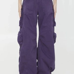 Plum Surge Y2K Pocket Pants for Grunge and Coquette Aesthetic Styles