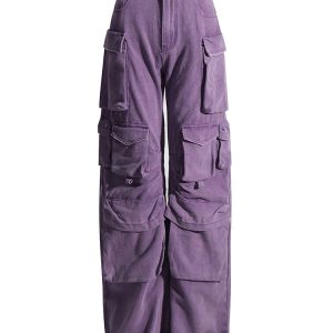 Plum Surge Y2K Pocket Pants for Grunge and Coquette Aesthetic Styles