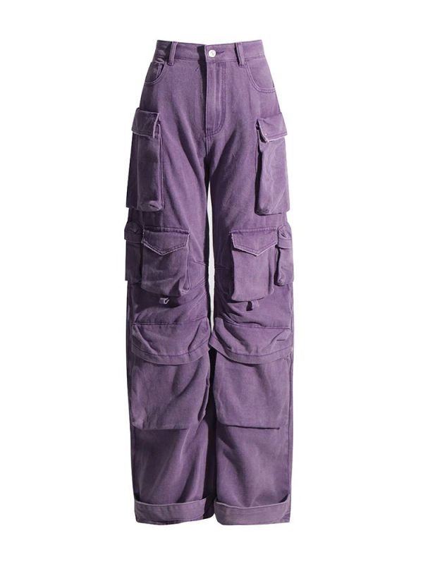 Plum Surge Y2K Pocket Pants for Grunge and Coquette Aesthetic Styles