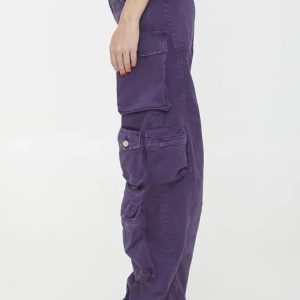 Plum Surge Y2K Pocket Pants for Grunge and Coquette Aesthetic Styles