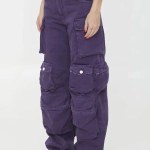 Plum Surge Y2K Pocket Pants for Grunge and Coquette Aesthetic Styles