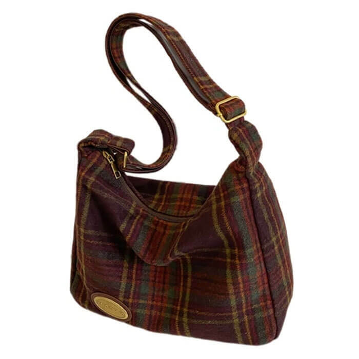 Preppy Style Plaid Shoulder Bag - Y2K Aesthetic Chic Accessory