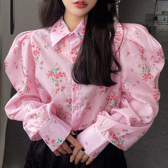 Princess Mood Floral Shirt - Y2K Aesthetic Cute Top for Effortless Style