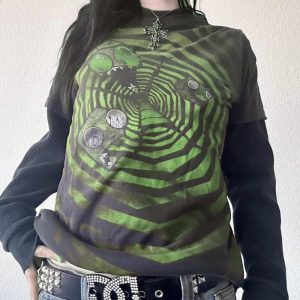 Psychedelic Spiral Graphic T-Shirt for Y2K Aesthetic and Grunge Style