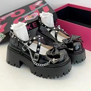 Punk Princess Platform Mary Janes for Y2K Aesthetic and Grunge Style