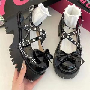 Punk Princess Platform Mary Janes for Y2K Aesthetic and Grunge Style