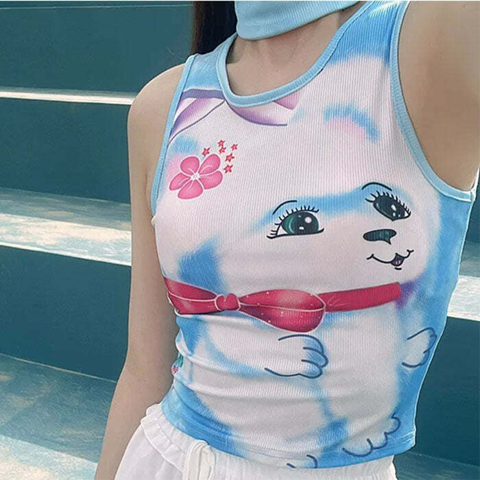 Puppy Y2K Aesthetic Tank Top - Cute Pastel Goth Style for Trendy Outfits