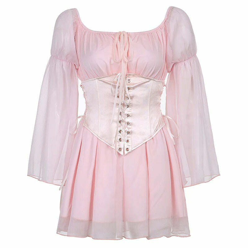 Pure Bliss Y2K Dress & Corset Co-Ord for Coquette Aesthetic Lovers