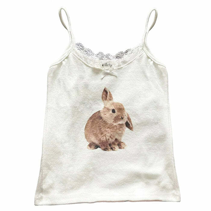 Rabbit Print Y2K Tank Top - Cute Aesthetic for Y2K Fashion Lovers