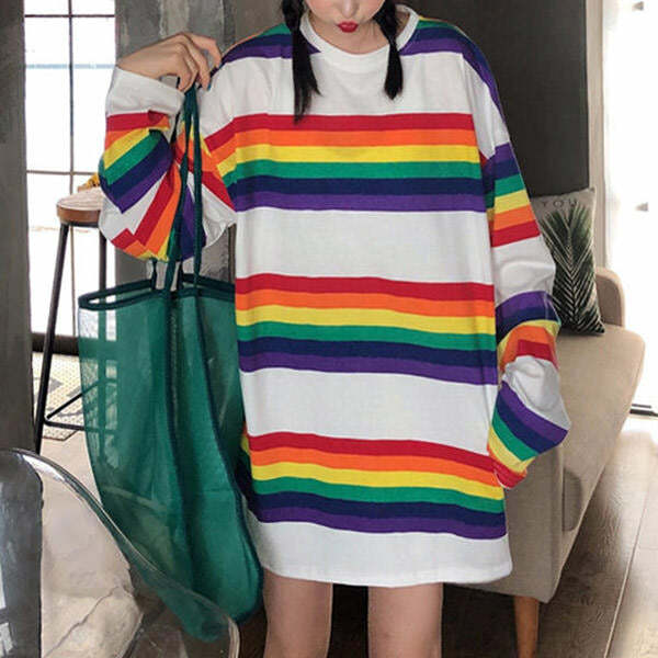 Rainbow Connect Y2K Long Sleeve Tee - Cute Aesthetic Top for Every Style